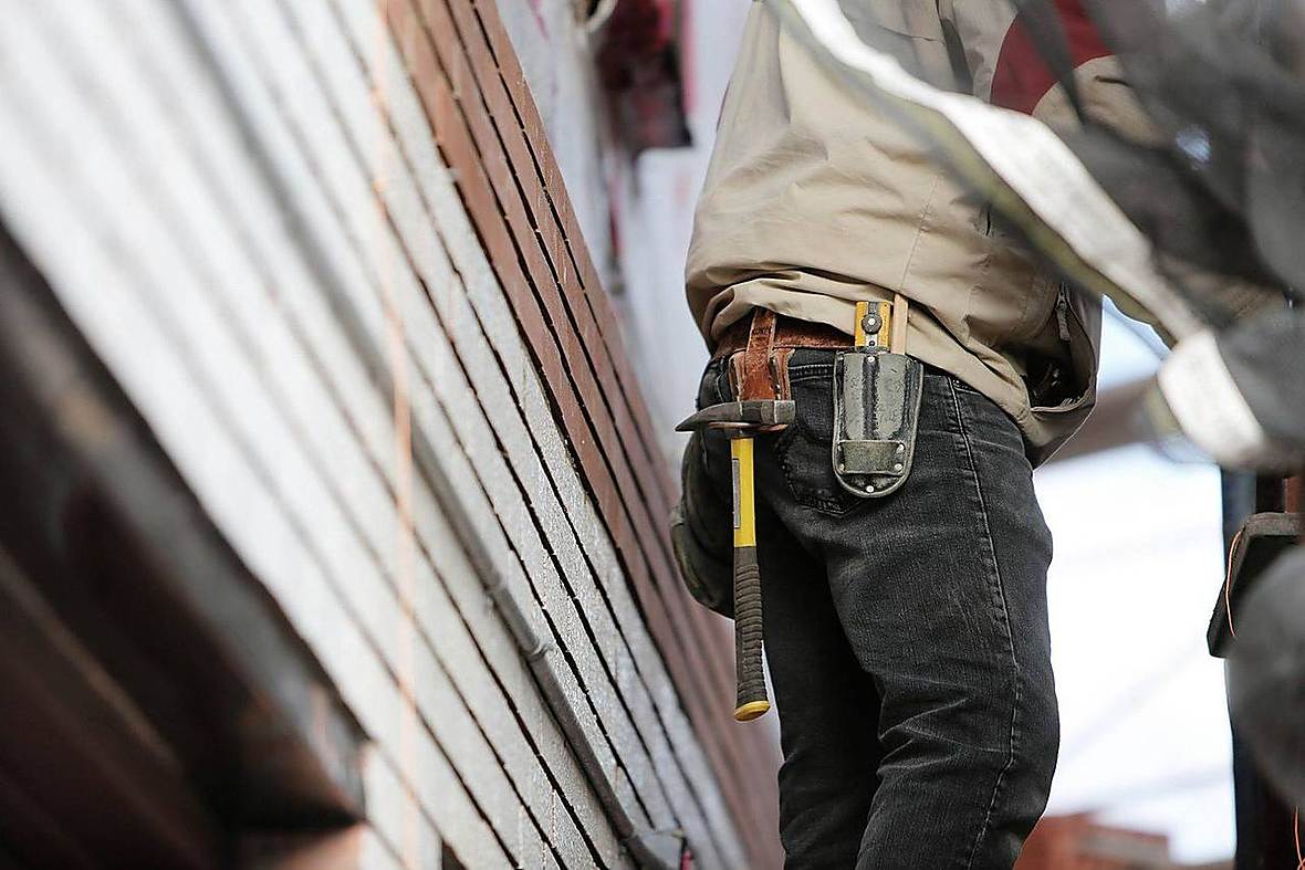 Builder tools on a construction site